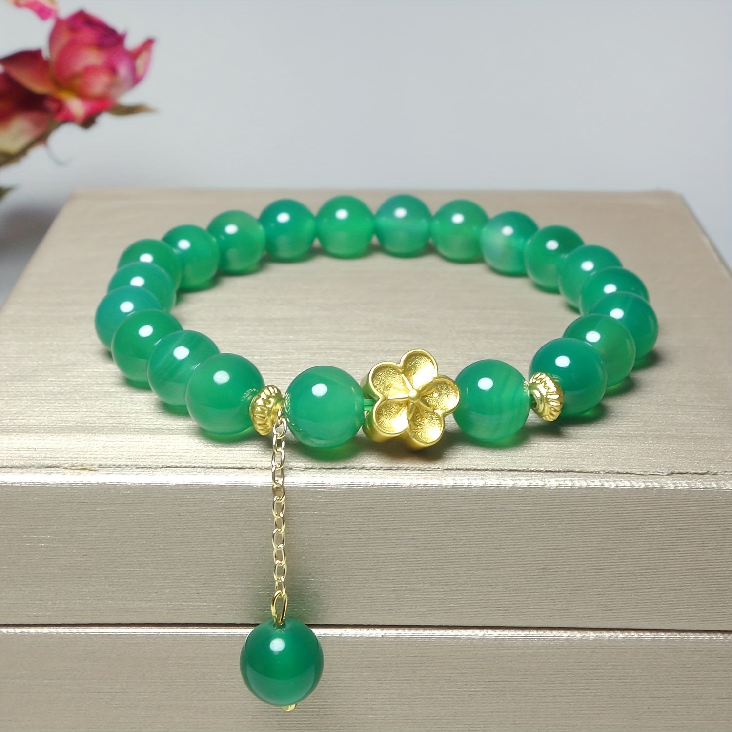 Elegant Natural Stone Agate Pendant Bracelet - Harmony & Grounding Energy