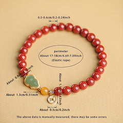 1pc Women's Natural Agate Bead Bracelet - Gourd-Shaped Beads for Harmony & Protection - Perfect Daily Wear Accessory