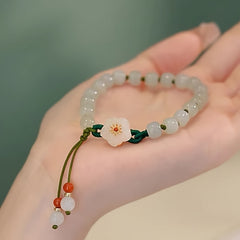 Imitation Jade Peach Blossom Braided Bracelet — Harmony, Love & Tranquil Energy Protection