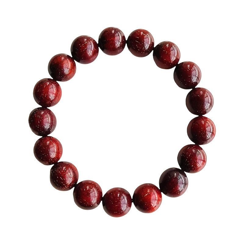 1pc Bohemian Sandalwood Beaded Bracelet - Natural Wooden Beads for Spiritual Healing & Mindfulness