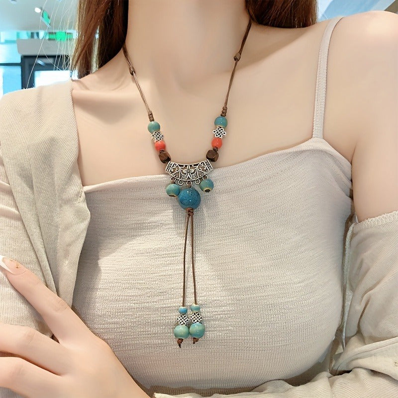 Colorful Boho Beaded Necklace with Spiritual Energy for Daily Wear and Party Occasions