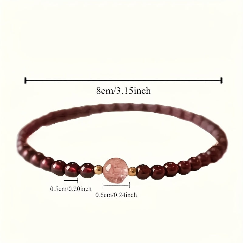 Luxury Red Pomegranate Beaded Bracelet - Energy Harmony & Prosperity