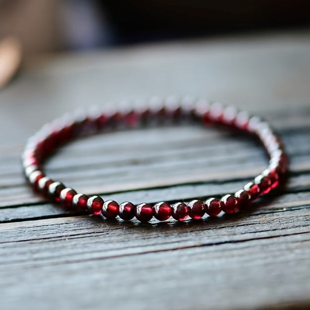 Natural Garnet Bead Bracelet for Energy Healing & Protection - Harmonize Mind Body Spirit