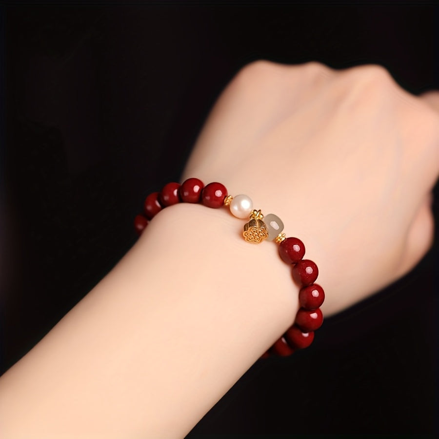 Unisex Cinnabar & Agate Pendant Bracelet – Career Enhancement & Harmonious Energy