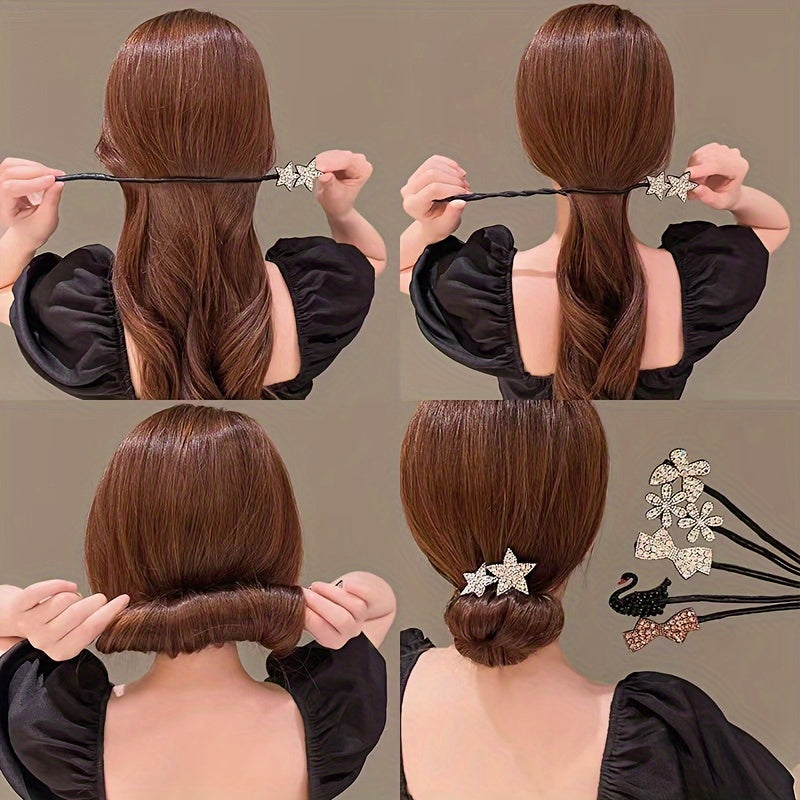 Sparkling Rhinestone Butterfly Hair Clip - Elegant Twist Design for Mind-Body-Spirit Balance
