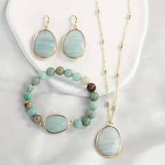 4pcs Golden Chain Natural Stone Jewelry Set - Harmony & Balance for All-Season Wear