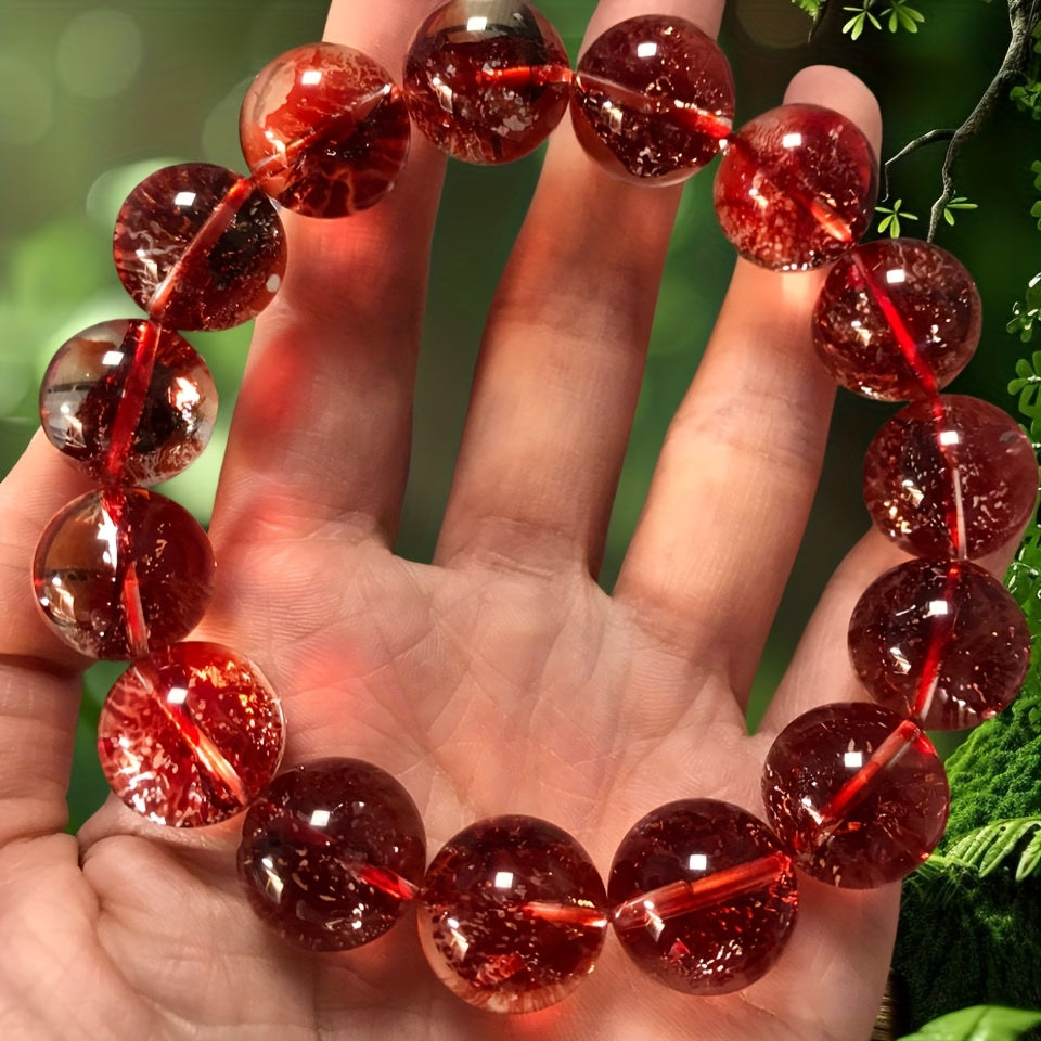 8/10/12mm Natural Red Crystal Bracelet for Luck & Prosperity - Handmade Holiday Gift
