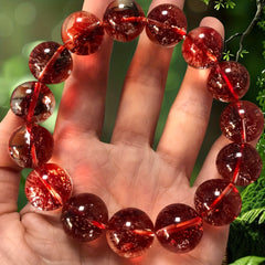 8/10/12mm Natural Red Crystal Bracelet for Luck & Prosperity - Handmade Holiday Gift
