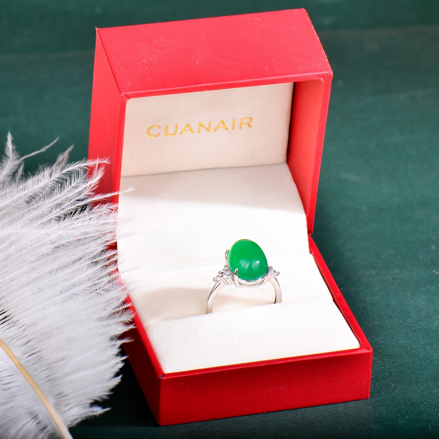 Green Stone Ring - Elegant Adjustable Jewelry for Women