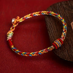 Hand-Woven Bohemian Friendship Bracelet - Red Accents for Good Luck & Protection, Adjustable Clasp for Daily Wear & Special Occasions