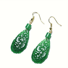 Natural Stone Floral Drop Earrings - Floral Energy for Beach Parties & Festivals with Spiritual Harmony