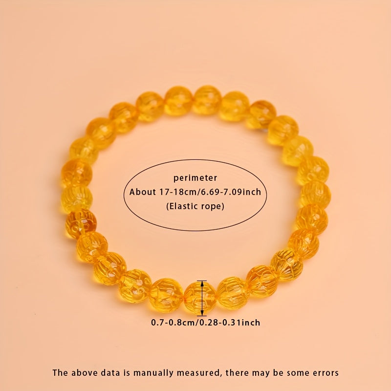 Natural Amber Beaded Bracelet for Her - Elegant Everyday Wear with Spiritual Energy