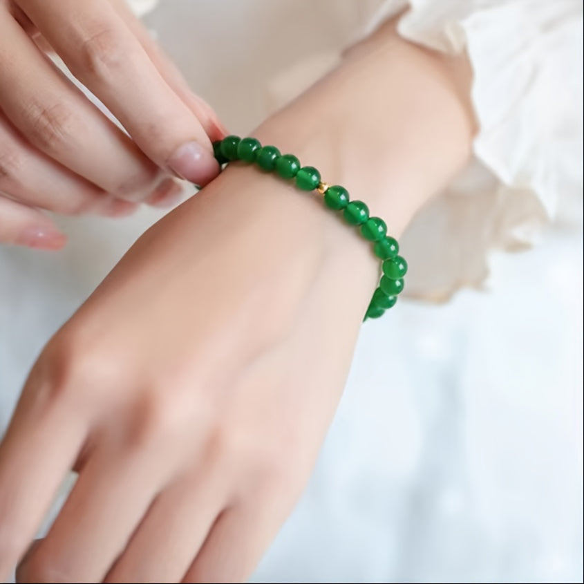 Elegant Green Crystal Bead Bracelet - Perfect Gift for Mother’s Day & Energy Balance