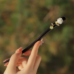 Elegant 2-Piece Rose Hair Clip Set - Wood Design with Natural Energy Flow for Mindful Adornment