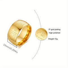 Dominant Good Luck Titanium Steel Ring - Enhance Luck with Heart Sutra Engraving