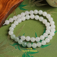 Natural White Jade Beaded Necklace for Men, Elegant Unisex Style, Calming Energy & Inner Peace