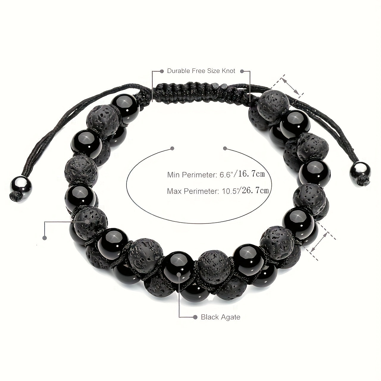 Black Agate Elastic Bracelet for Energy Balance & Protection