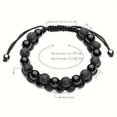 Black Agate Elastic Bracelet for Energy Balance & Protection