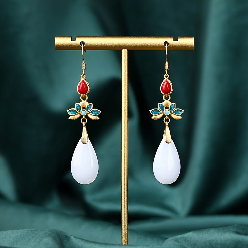Elegant Teardrop Jade Earrings - Harmonious Energy for Daily & Special Occasions