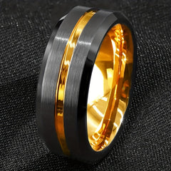 Elegant Men's Black Brushed Ring with Hypoallergenic Stainless Steel - Enhance Spiritual Energy & Attract Wealth
