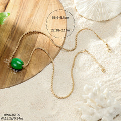 Deep Green Gemstone Pendant Necklace - Natural Energy for Harmony & Prosperity