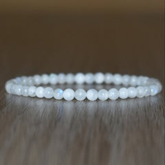 1pc Elegant White Moonstone Beaded Bracelet - Stretchable Layering Design for Women