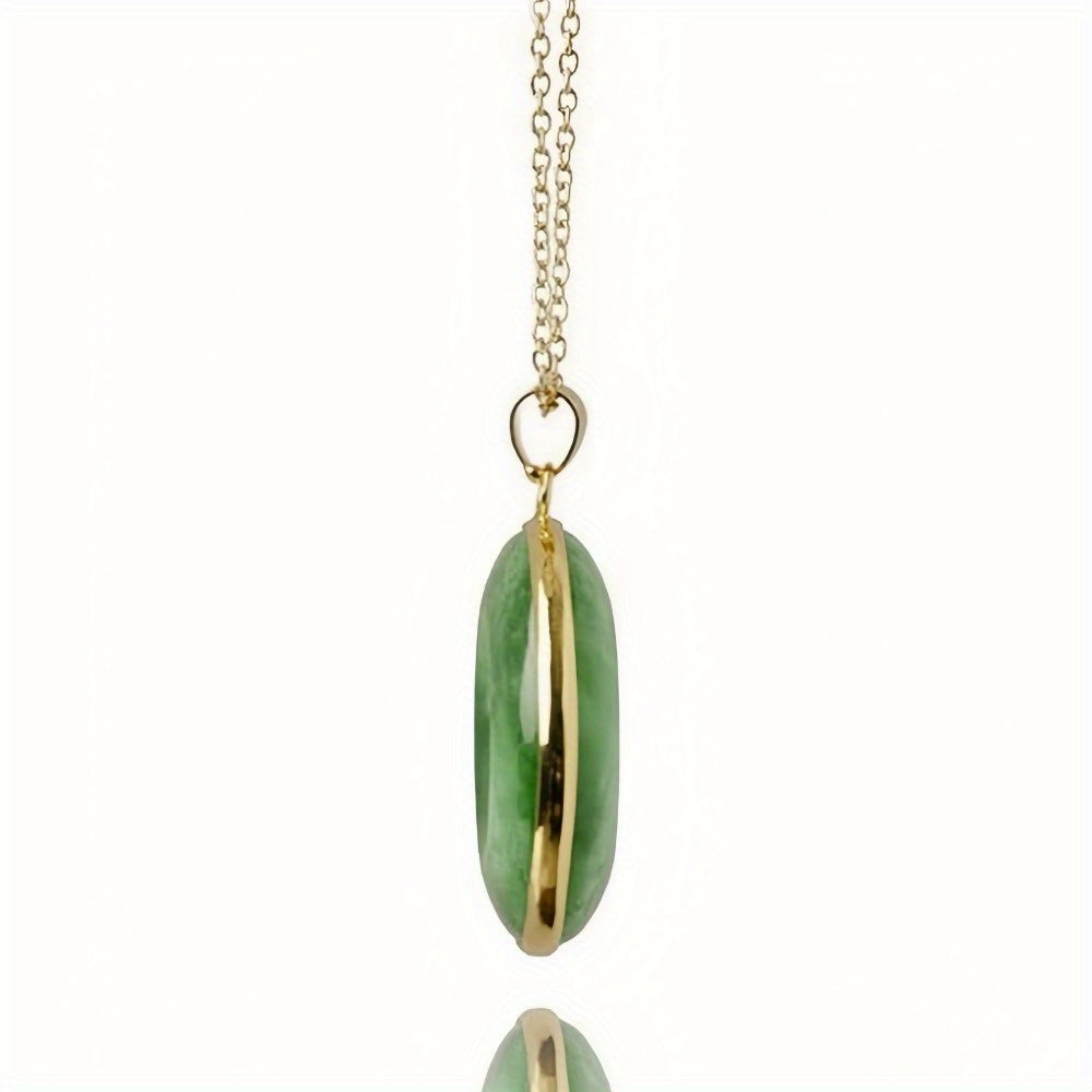 Natural Stone Necklace - Elegant Circular Pendant with Golden Accents for Harmony & Prosperity