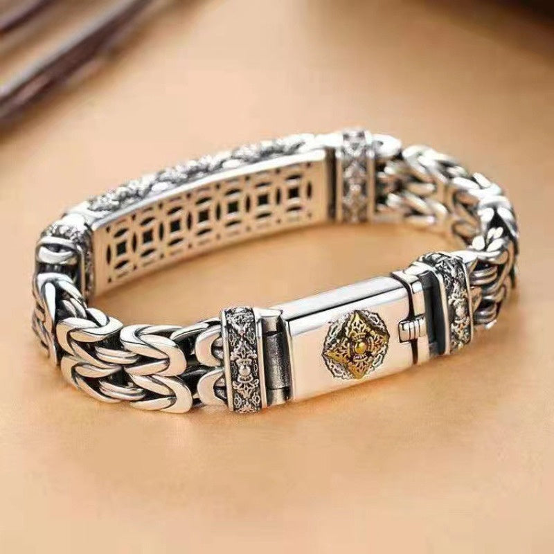 S925 Sterling Silver Men’s Peace Symbol Bracelet – Harmony, Protection & Calming Energy Bangle