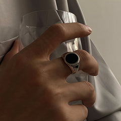 Minimalist Silvery-Plated Open Ring — Oval Design for Balance & Clarity