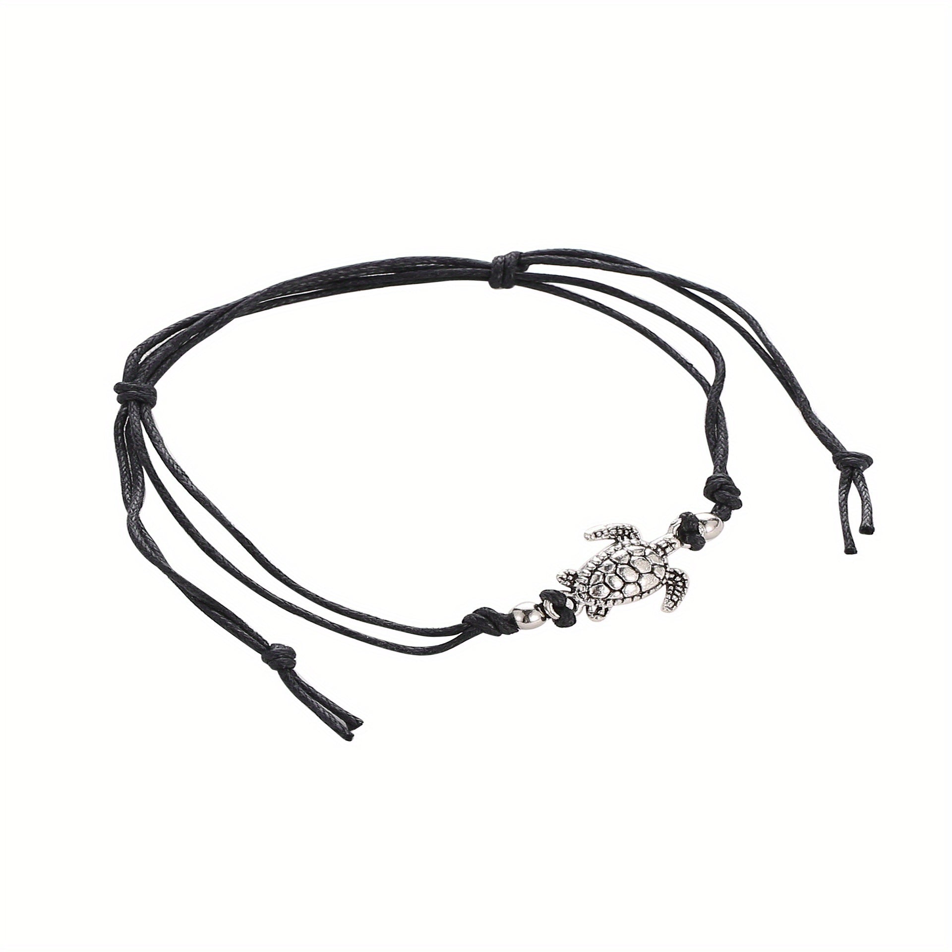 Adjustable Length Retro Hemp Turtle Anklet Handwoven Turtle Beach Foot Jewelry - Harmonious Energy & Coastal Charm for Daily Wear