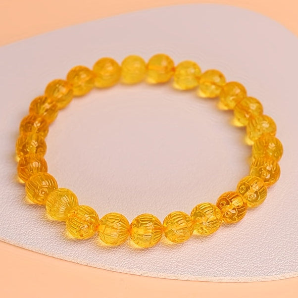 Natural Amber Beaded Bracelet for Her - Elegant Everyday Wear with Spiritual Energy