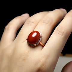 Natural Stone Couple Rings - Red Gemstone Energy for Dance Parties & Harmony