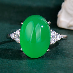Green Stone Ring - Elegant Adjustable Jewelry for Women