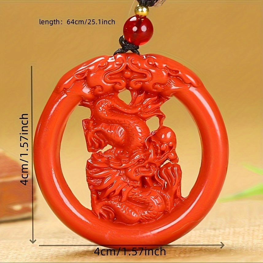 Emperor's Sand Zodiac Pendant for Luck & Protection - Double-Sided Dragon Engraving, Hollow Design Jewelry