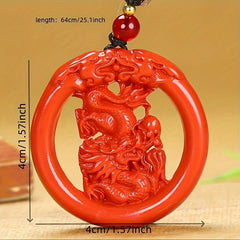 Emperor's Sand Zodiac Pendant for Luck & Protection - Double-Sided Dragon Engraving, Hollow Design Jewelry