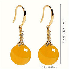 Golden Agate Dangle Earrings: Chinese Court Style for Spiritual Harmony & Everyday Elegance