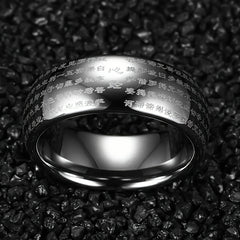 Main Lucky Amulet Mantra Heart Ring - Vintage Style Good Luck and Wealth Energy