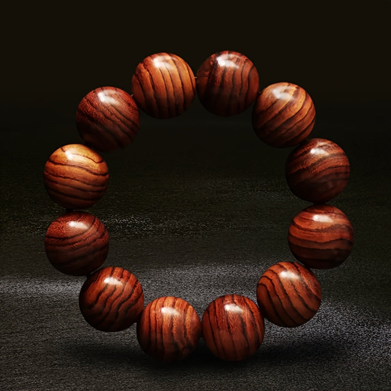 Natural Sandalwood Mala Bracelet - Spiritual Energy for Meditation & Harmony with Wooden Beads