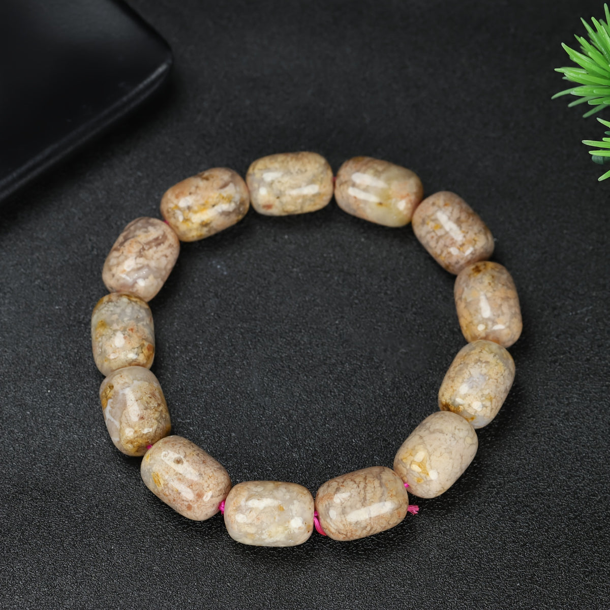 Vintage Natural Agate Beaded Bracelet for Grounding, Stability, and Emotional Balance