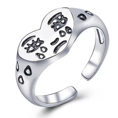 Vintage Crying Graffiti Ring — Adjustable Unisex Couple Band with Spiritual Symbolism