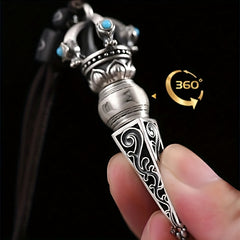 Retro Six-Character Mantra Vajra Pendant — Rotatable Spiritual Necklace for Protection, Energy Balance & Mind-Body Harmony