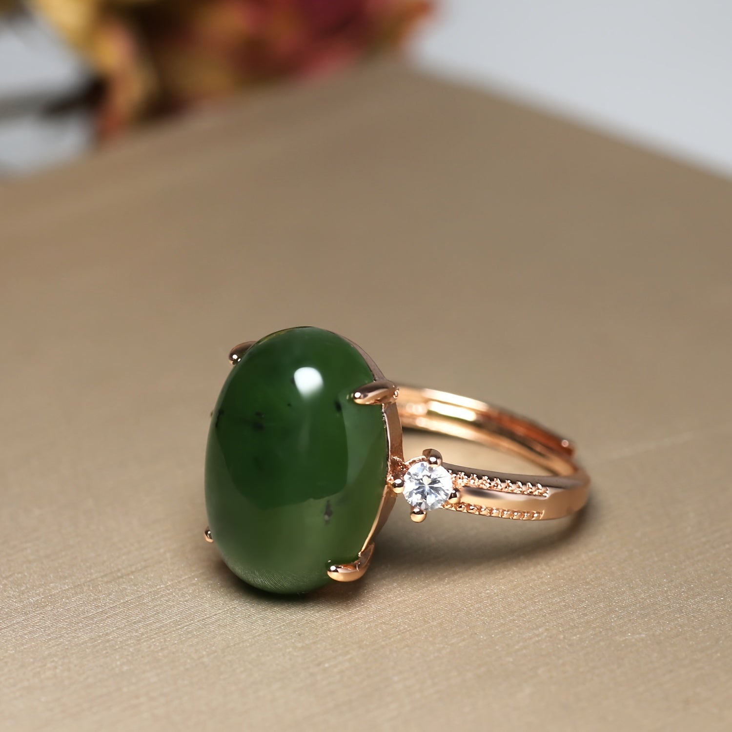 Natural Green Oval Faux Gemstone Ring - Urban Energy for Beach Parties & Festive Gifts