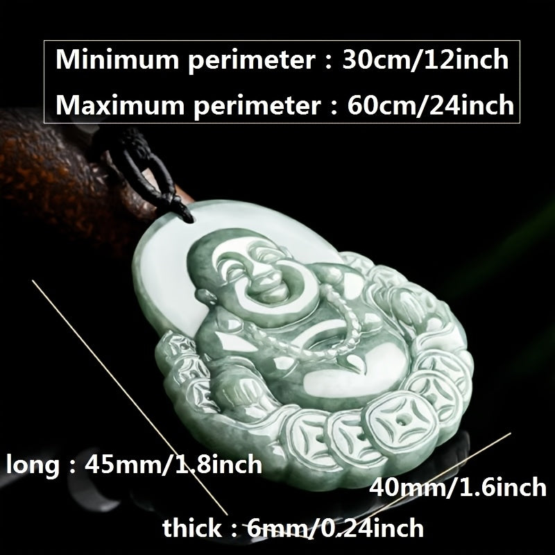 Bohemian Laughing Buddha Pendant - Light Green Stone for Harmony Protection & Holiday Gifting