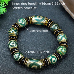 Natural Three-Eyed Sky Bead Agate Bracelet — Protection, Wisdom & Spiritual Energy Balance