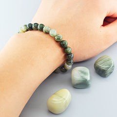 Green Grass Stone Bracelet - Natural Energy for Daily Wear