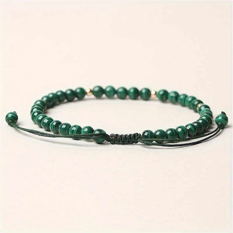 Natural Malachite Beads Braided Bracelet - Energy Balance & Lucky Hand Jewelry