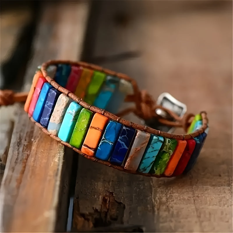 Bohemian Chakra Stone Bracelet — Colorful Energy Balance & Harmony Wristwear