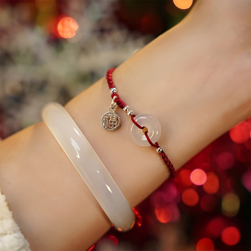 Red Rope Glass Beaded Bracelet - Lucky Charm Energy & Fashionable Gift