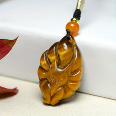 Cute Chinese Style Stone Fox Pendant - Daily & Vacation Wear for Harmony & Protection