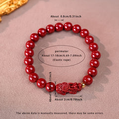 Elegant Cinnabar Stone Bracelet with Lucky Frog Charm - Protection & Prosperity Energy for Women